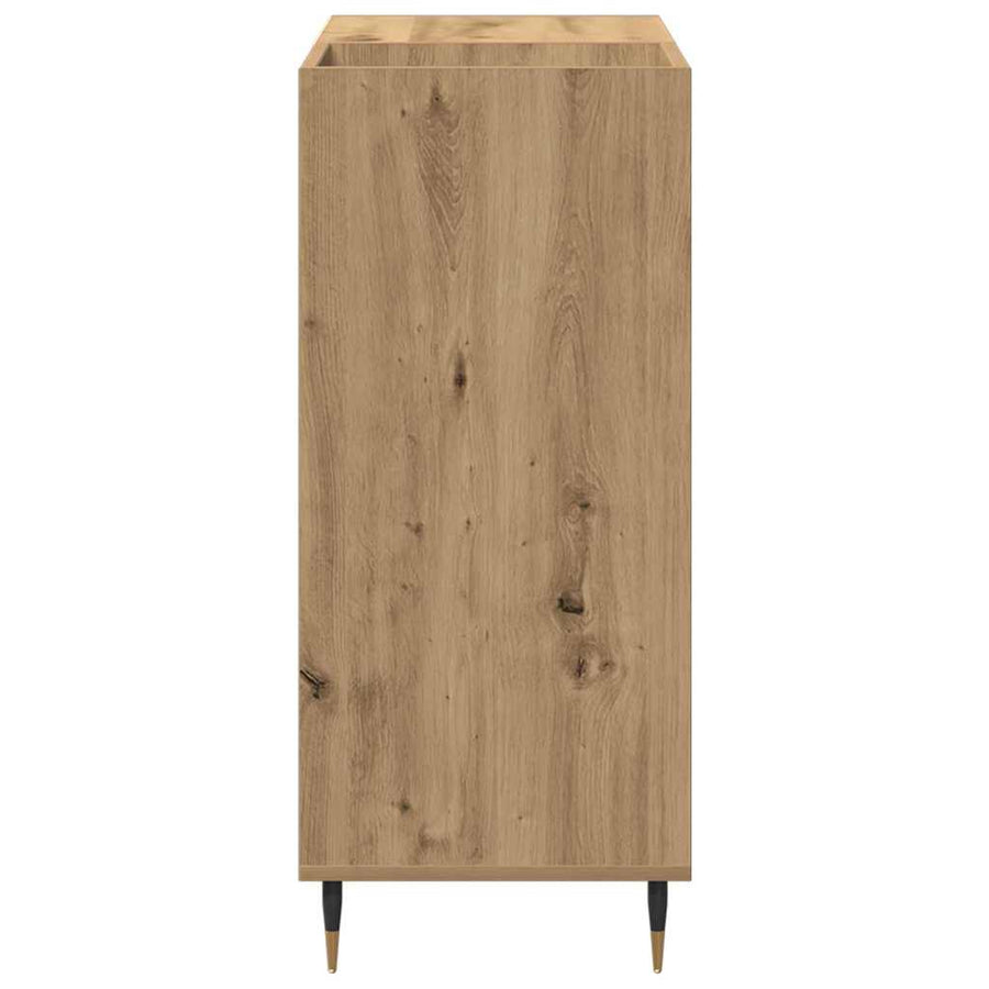 Platenkast artisanaal eikenkleurig 85 x 38 x 89 cm Bewerkt hout