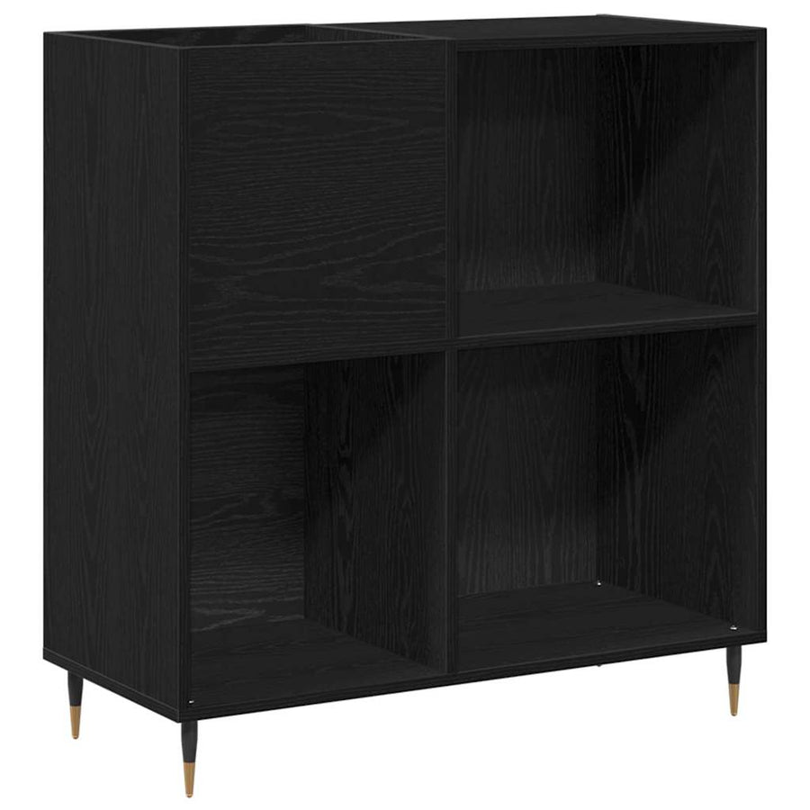 Platenkast met plank Zwart Eiken 85 x 38 x 89 cm Bewerkt hout
