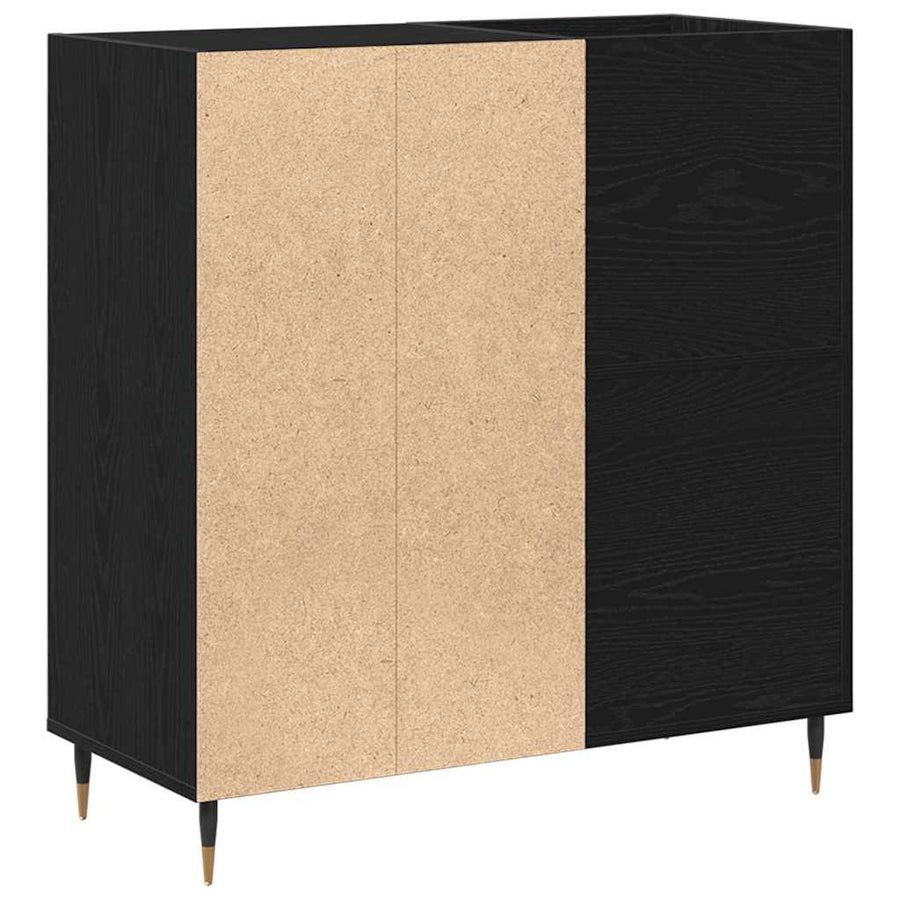 Platenkast met plank Zwart Eiken 85 x 38 x 89 cm Bewerkt hout