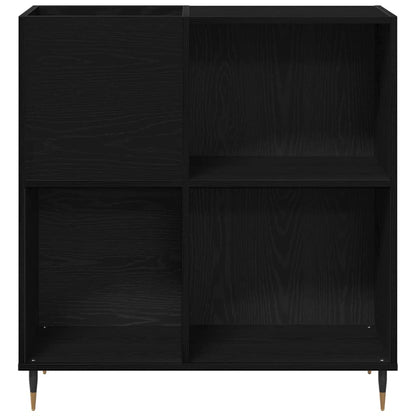 Platenkast met plank Zwart Eiken 85 x 38 x 89 cm Bewerkt hout