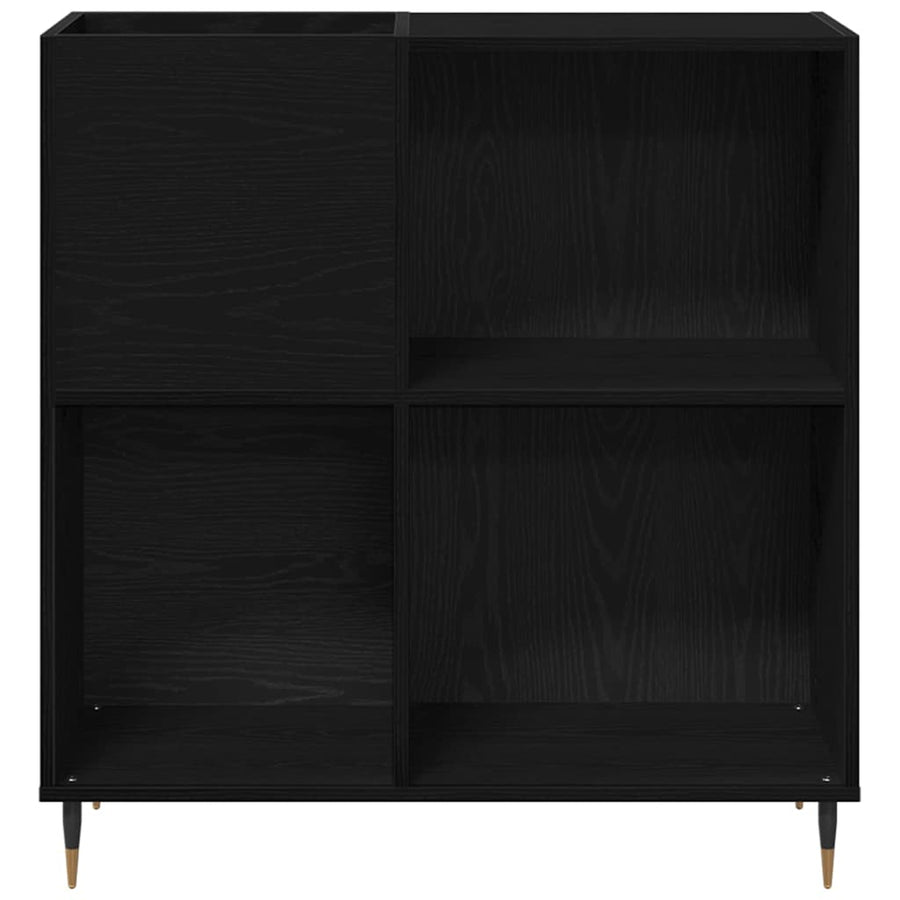 Platenkast met plank Zwart Eiken 85 x 38 x 89 cm Bewerkt hout