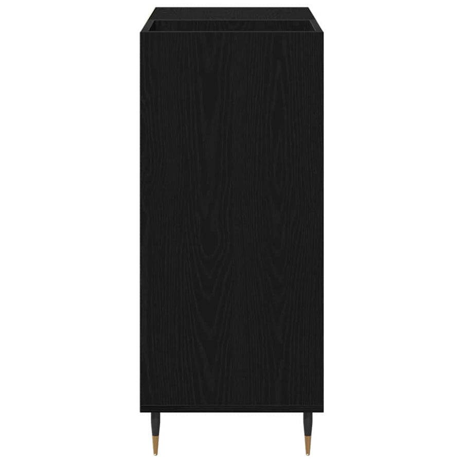 Platenkast met plank Zwart Eiken 85 x 38 x 89 cm Bewerkt hout