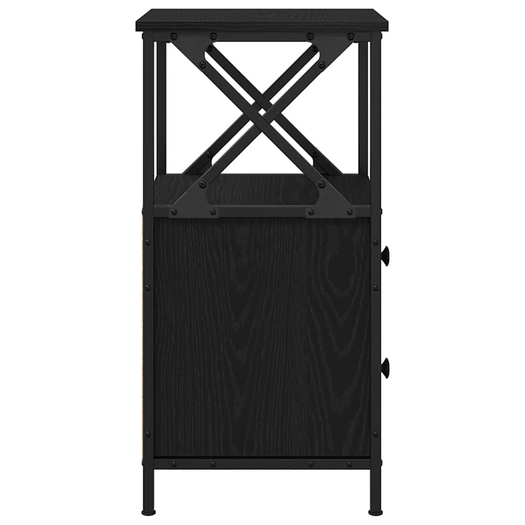 Nachtkastje met lade Zwart Eiken 34 x 35,5 x 70 cm Bewerkt hout