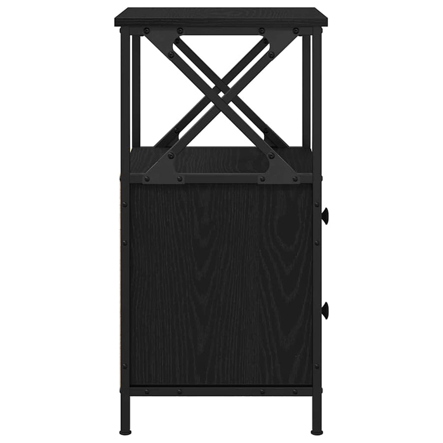 Nachtkastje met lade Zwart Eiken 34 x 35,5 x 70 cm Bewerkt hout