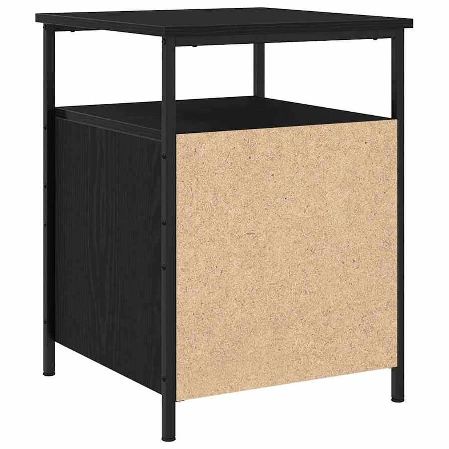 Nachtkastje met lade Zwart Eiken 34 x 35,5 x 50 cm Bewerkt hout