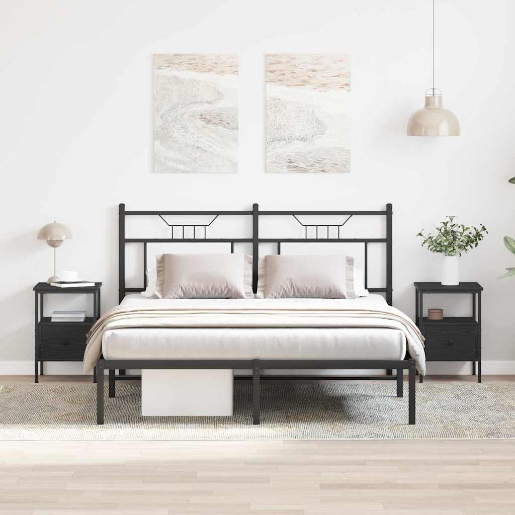 Nachtkastje 2 pcs Zwart Eiken 34 x 36 x 50 cm Bewerkt hout