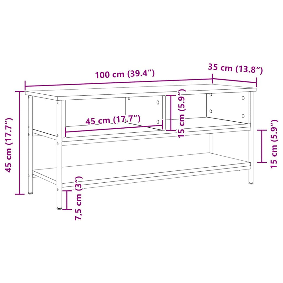 Tv-meubelset Oud Hout 100 x 35 x 45 cm Bewerkt hout
