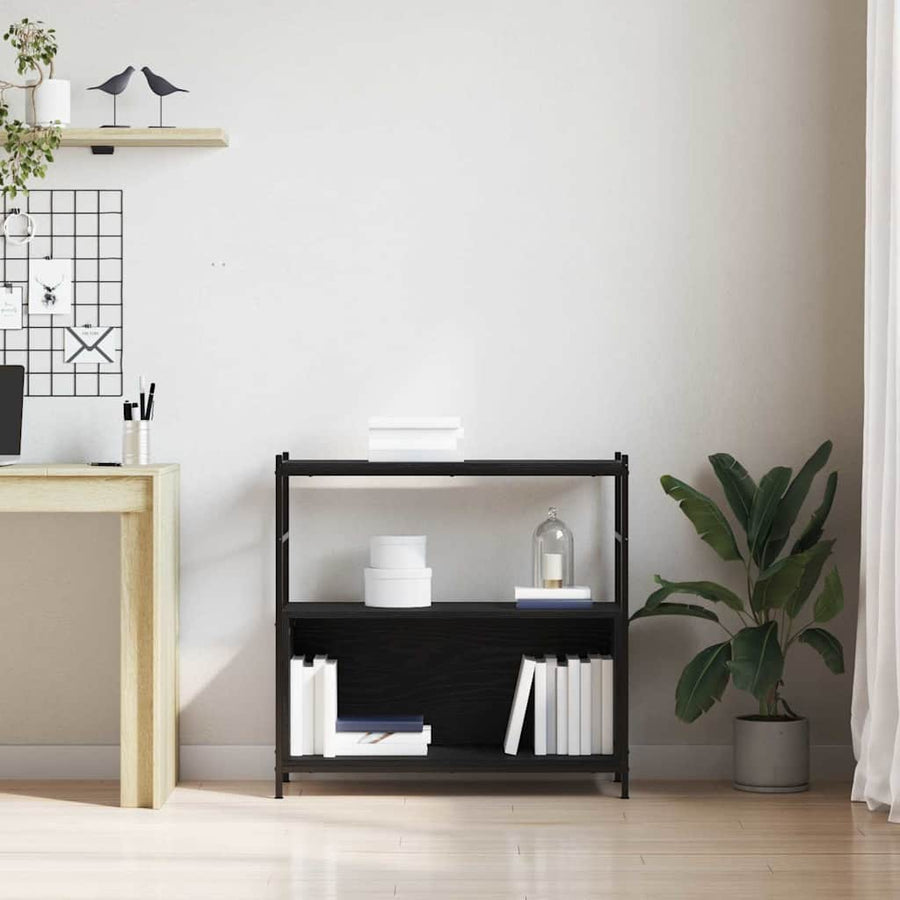 Boekenkast Zwart eiken 80 x 30 x 78.5 cm Bewerkt hout