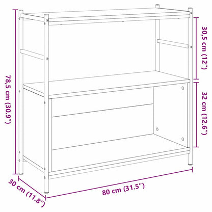 Boekenkast Zwart eiken 80 x 30 x 78.5 cm Bewerkt hout