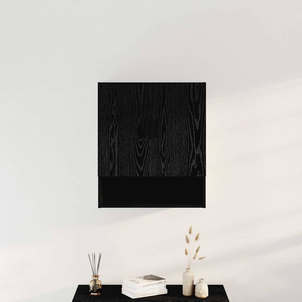 Wandkast Zwart Eiken 60 x 31 x 70 cm Bewerkt hout
