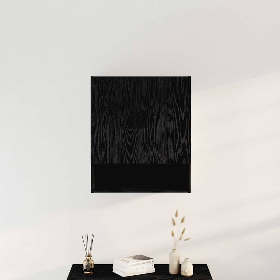 Wandkast Zwart Eiken 60 x 31 x 70 cm Bewerkt hout