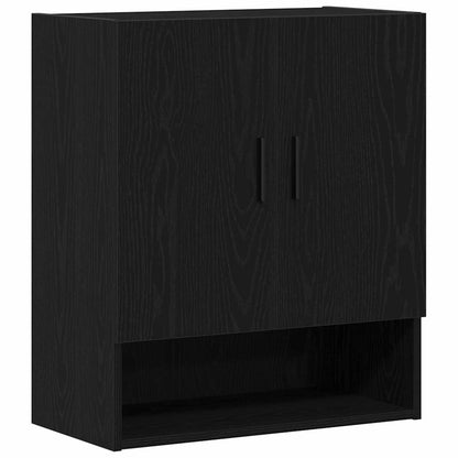 Wandkast Zwart Eiken 60 x 31 x 70 cm Bewerkt hout