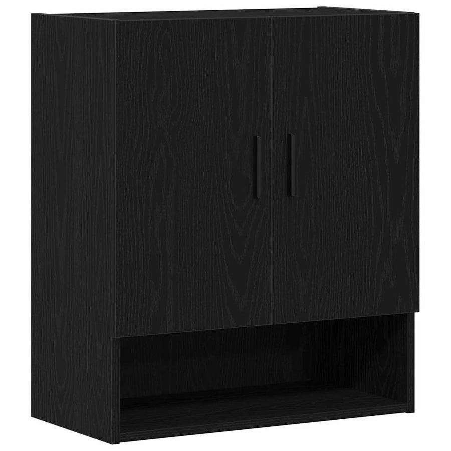 Wandkast Zwart Eiken 60 x 31 x 70 cm Bewerkt hout