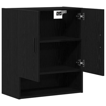 Wandkast Zwart Eiken 60 x 31 x 70 cm Bewerkt hout