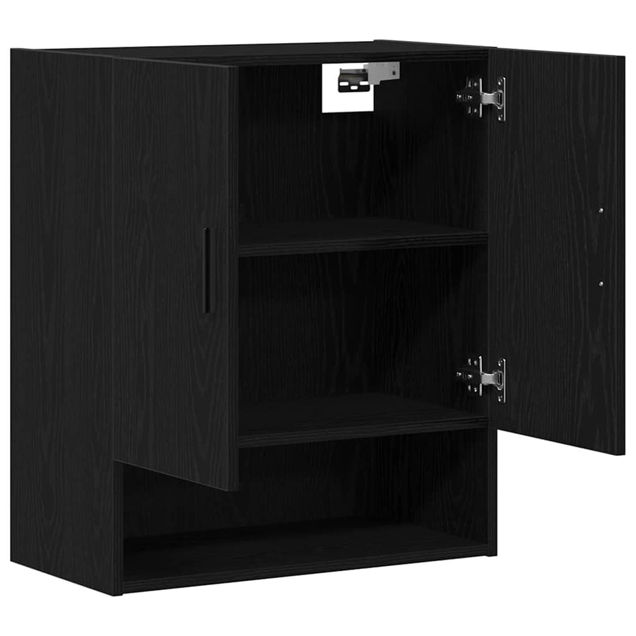 Wandkast Zwart Eiken 60 x 31 x 70 cm Bewerkt hout