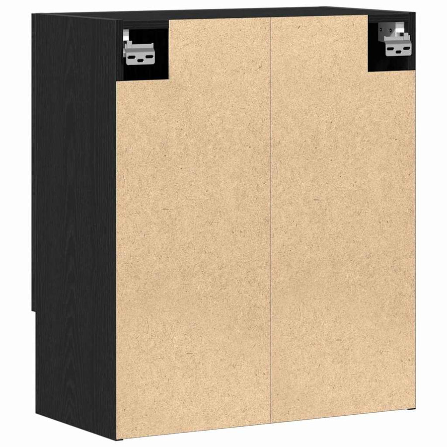 Wandkast Zwart Eiken 60 x 31 x 70 cm Bewerkt hout