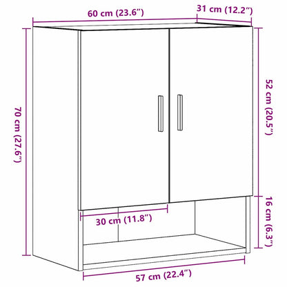 Wandkast Zwart Eiken 60 x 31 x 70 cm Bewerkt hout