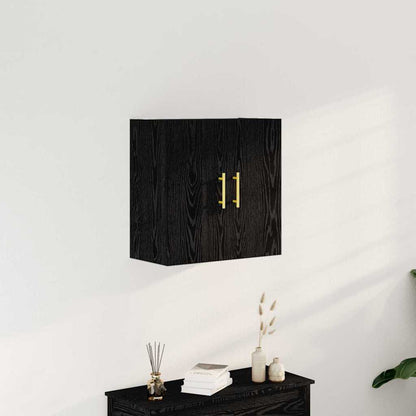 Wandkast Zwart Eiken 60 x 31 x 70 cm Bewerkt hout