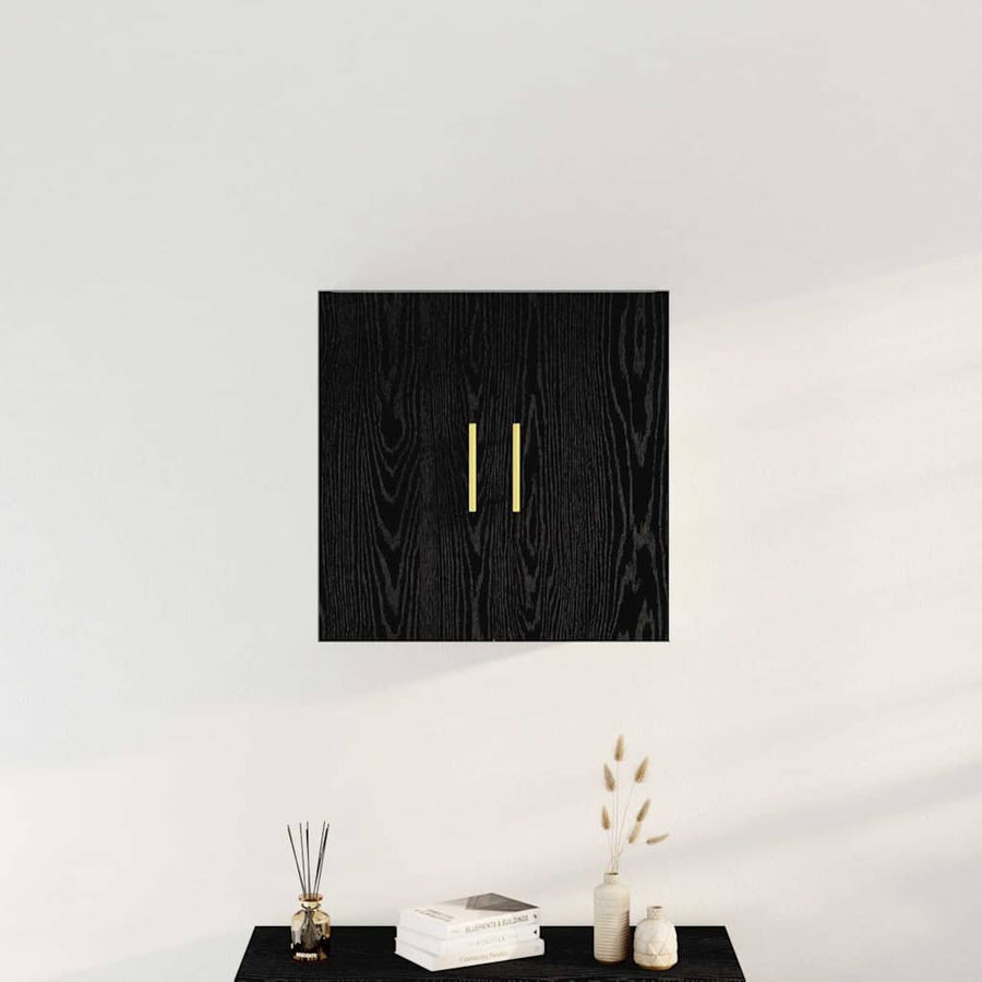 Wandkast Zwart Eiken 60 x 31 x 70 cm Bewerkt hout