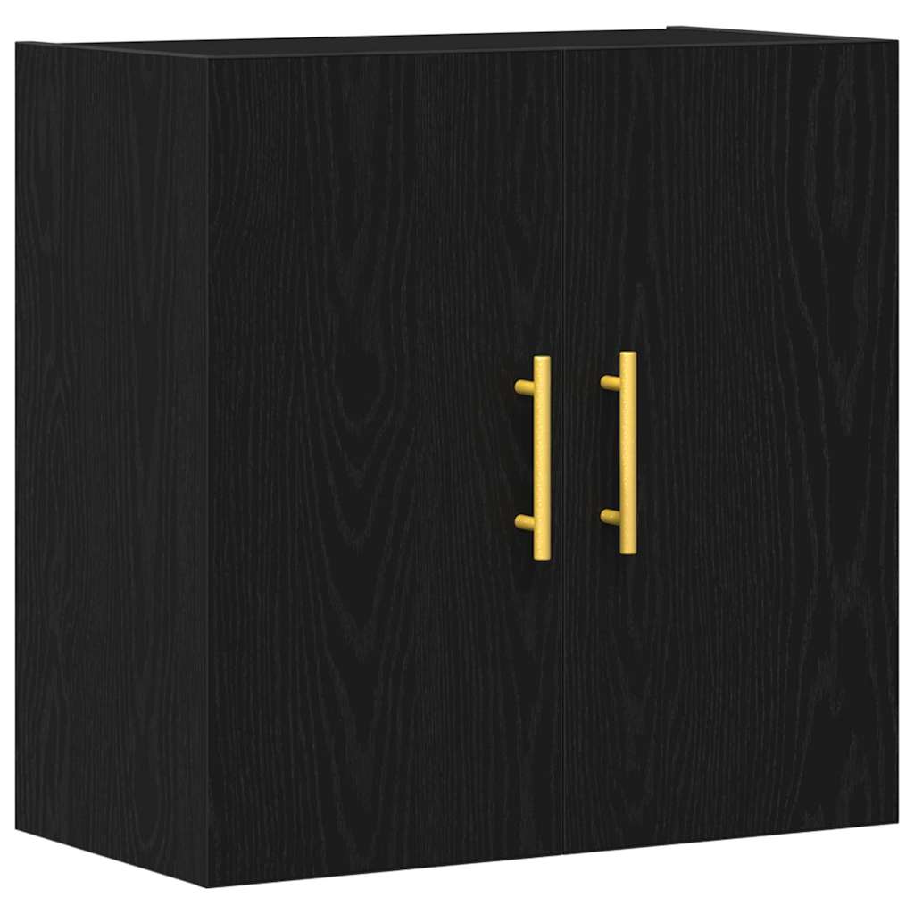 Wandkast Zwart Eiken 60 x 31 x 70 cm Bewerkt hout