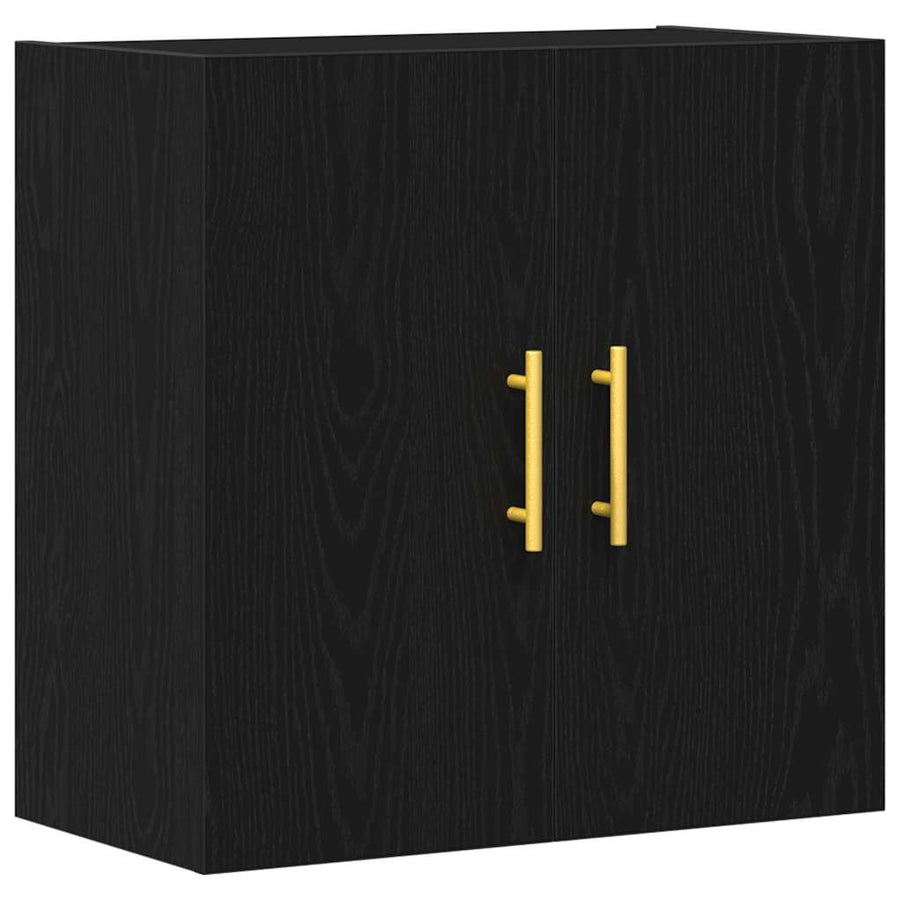 Wandkast Zwart Eiken 60 x 31 x 70 cm Bewerkt hout