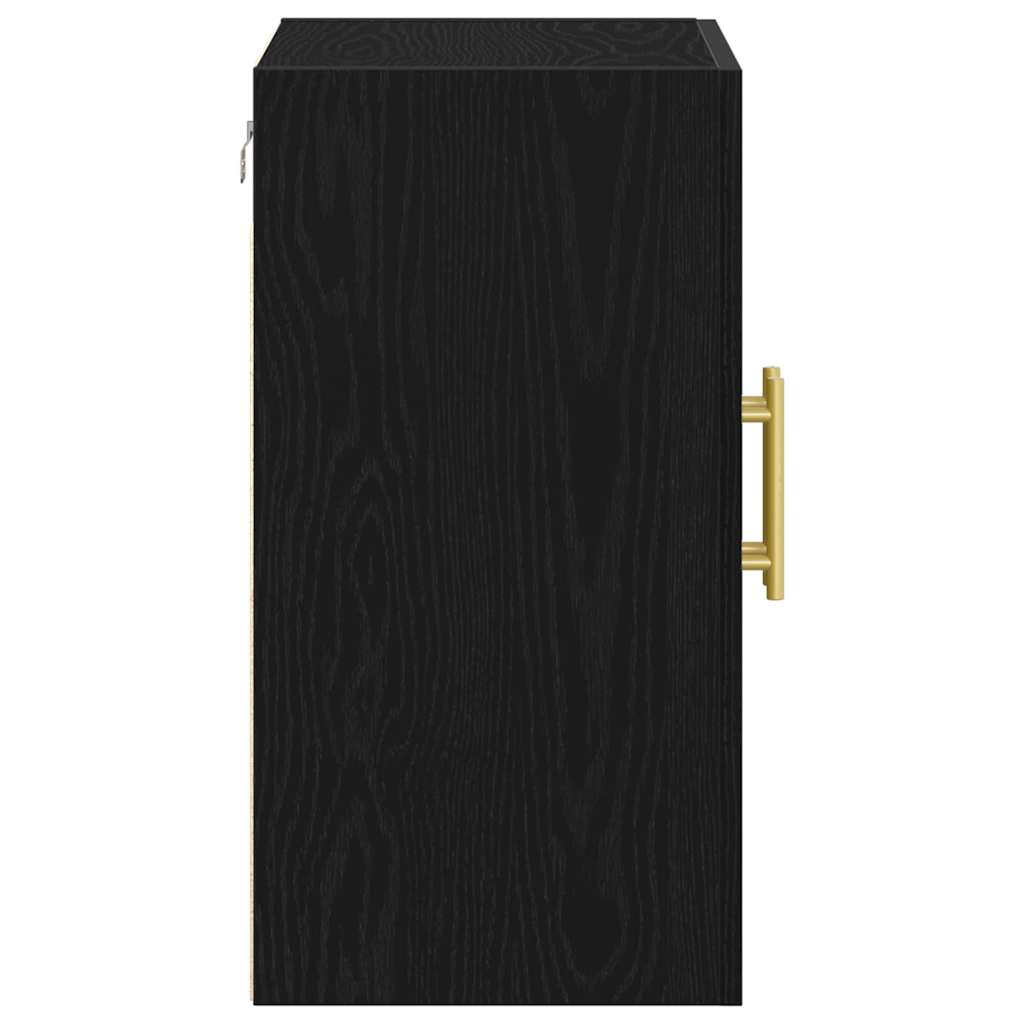 Wandkast Zwart Eiken 60 x 31 x 70 cm Bewerkt hout
