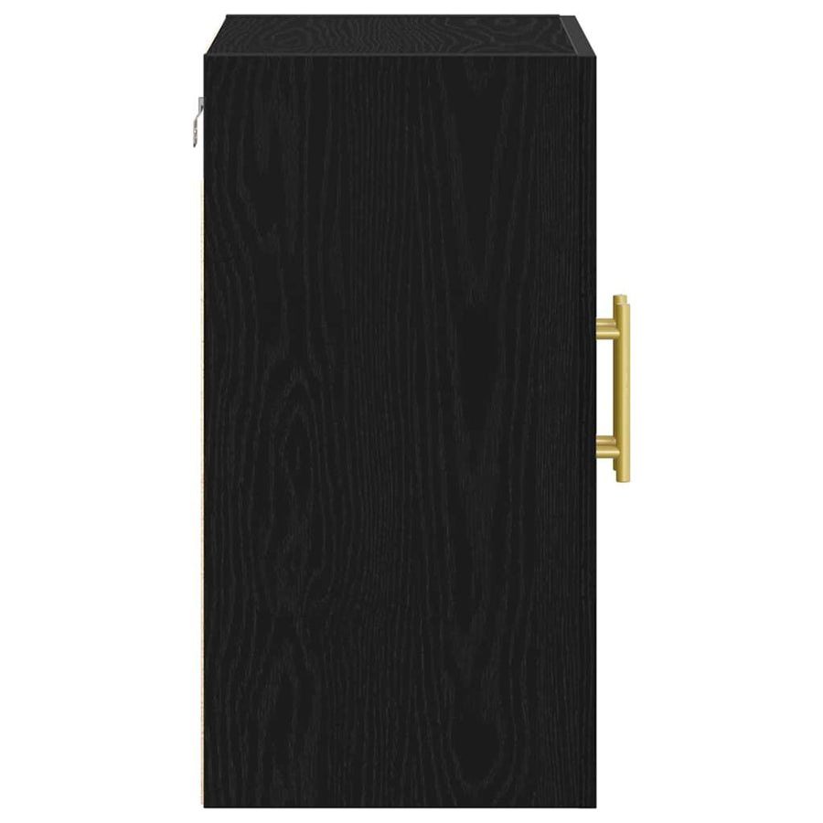 Wandkast Zwart Eiken 60 x 31 x 70 cm Bewerkt hout
