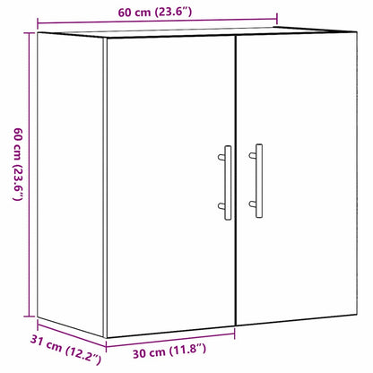 Wandkast Zwart Eiken 60 x 31 x 70 cm Bewerkt hout