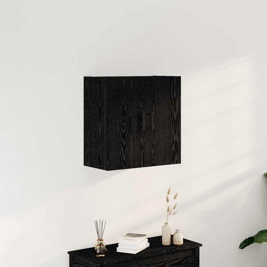 Wandkast Zwart Eiken 60 x 31 x 60 cm Bewerkt hout