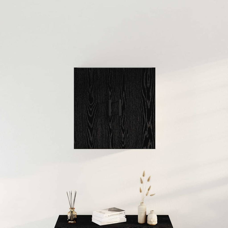 Wandkast Zwart Eiken 60 x 31 x 60 cm Bewerkt hout