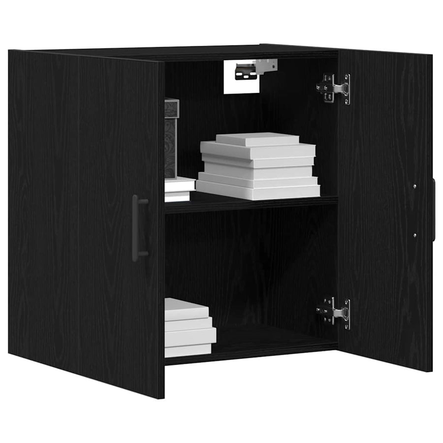 Wandkast Zwart Eiken 60 x 31 x 60 cm Bewerkt hout