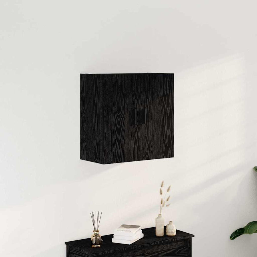 Wandkast Zwart Eiken 60 x 31 x 60 cm Bewerkt hout
