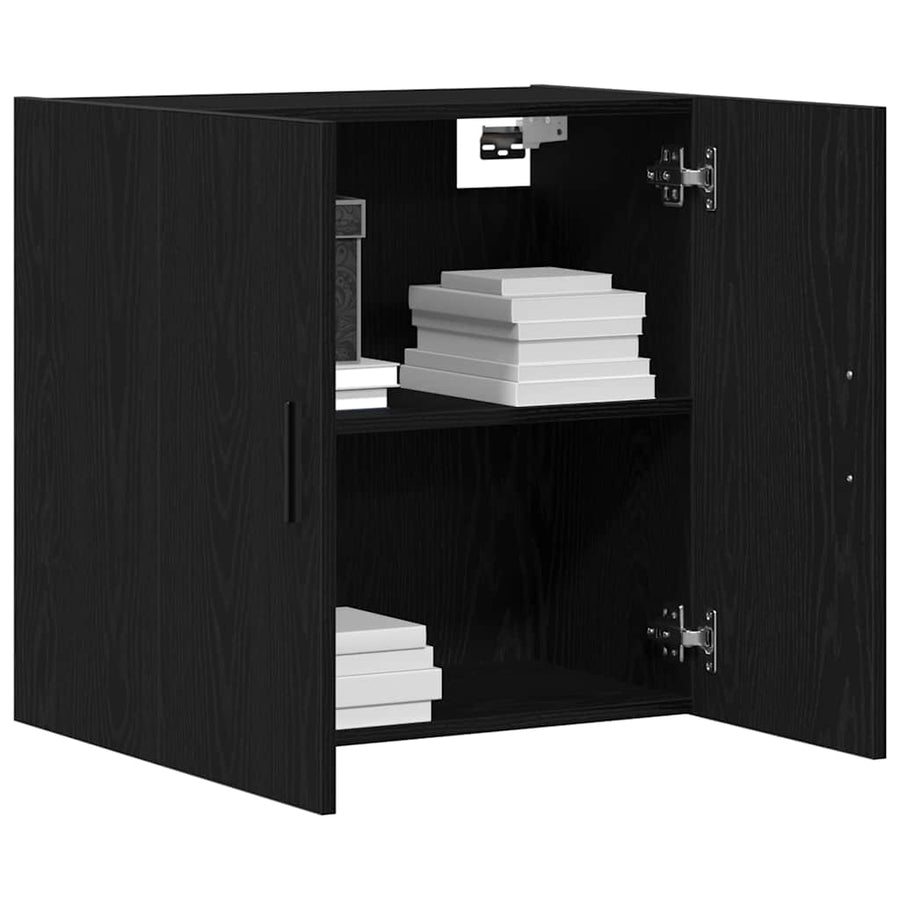 Wandkast Zwart Eiken 60 x 31 x 60 cm Bewerkt hout