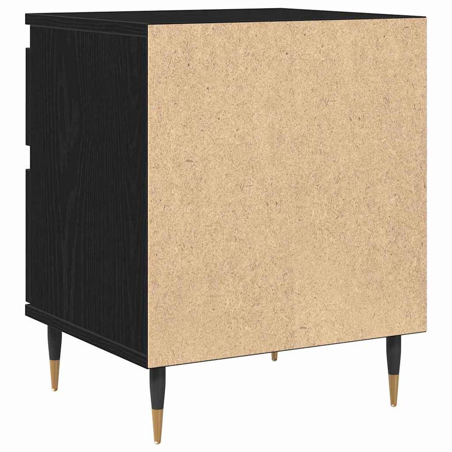 Nachtkastje met lade Zwart Eiken 40 x 35 x 50 cm Bewerkt hout