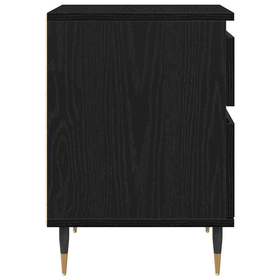 Nachtkastje met lade Zwart Eiken 40 x 35 x 50 cm Bewerkt hout