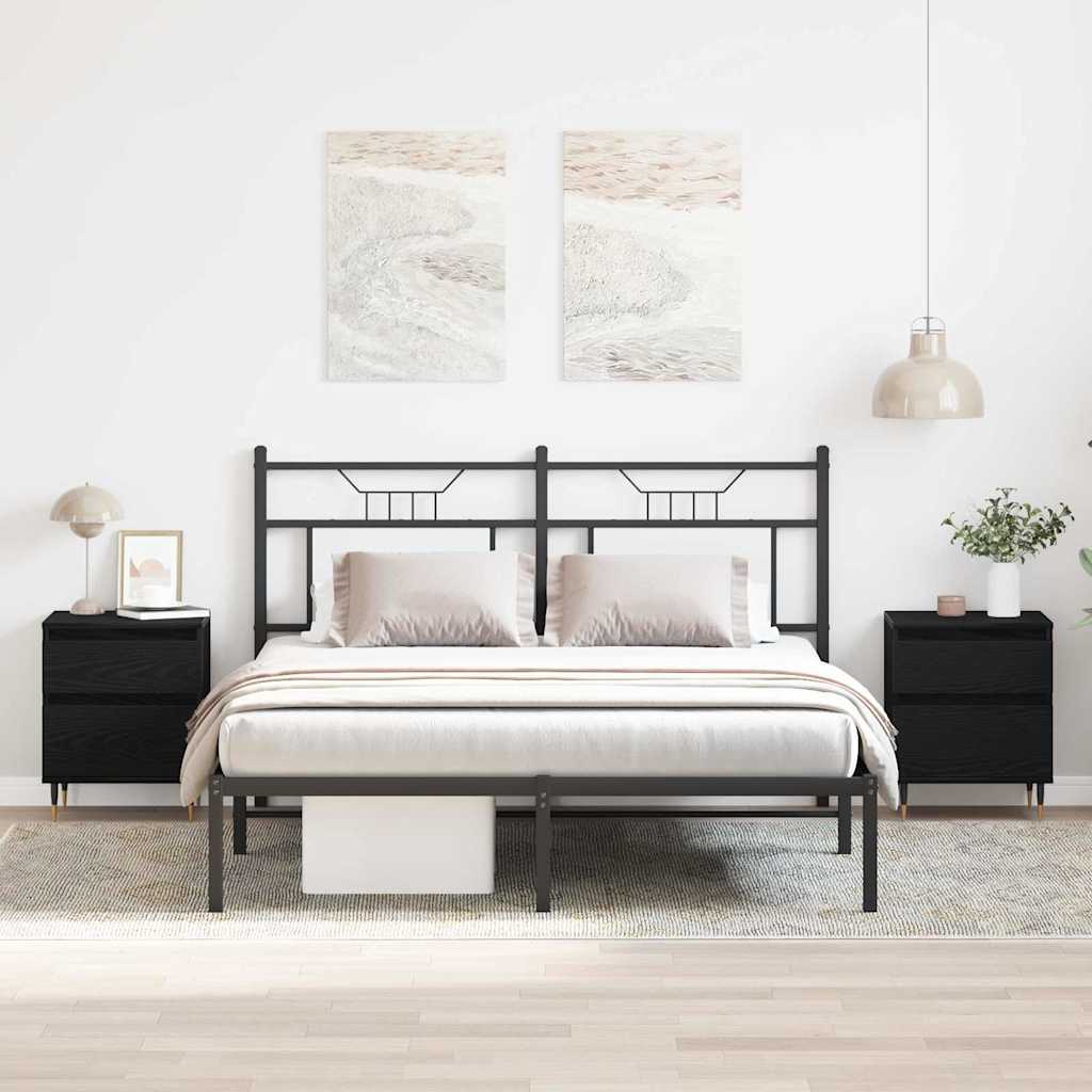 Nachtkastje 2 pcs Zwart Eiken 40 x 35 x 50 cm Bewerkt hout