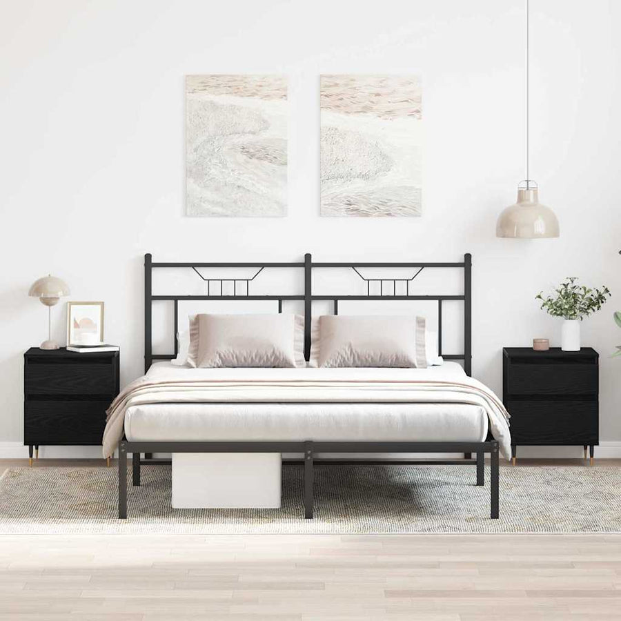 Nachtkastje 2 pcs Zwart Eiken 40 x 35 x 50 cm Bewerkt hout