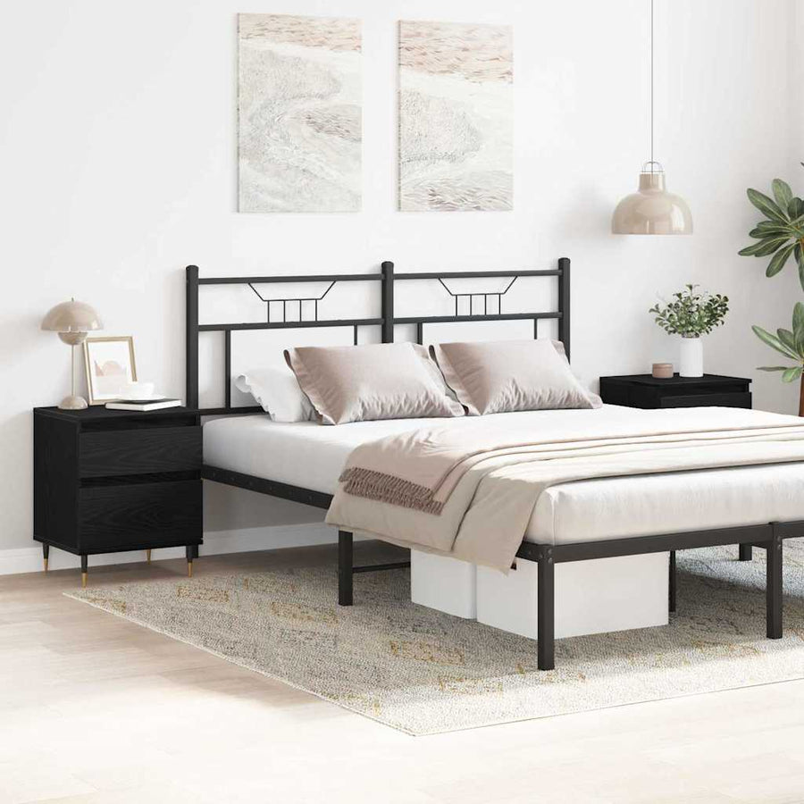 Nachtkastje 2 pcs Zwart Eiken 40 x 35 x 50 cm Bewerkt hout