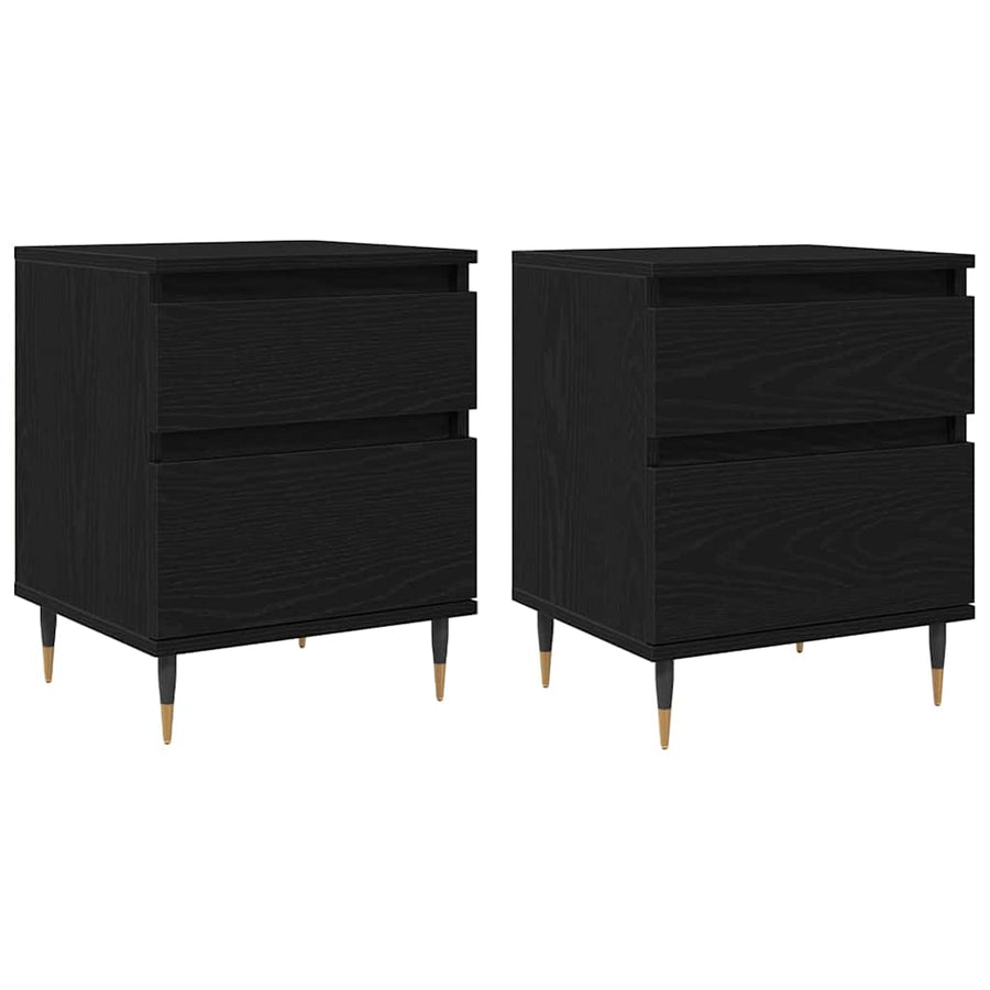 Nachtkastje 2 pcs Zwart Eiken 40 x 35 x 50 cm Bewerkt hout