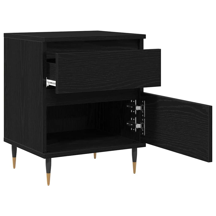 Nachtkastje 2 pcs Zwart Eiken 40 x 35 x 50 cm Bewerkt hout