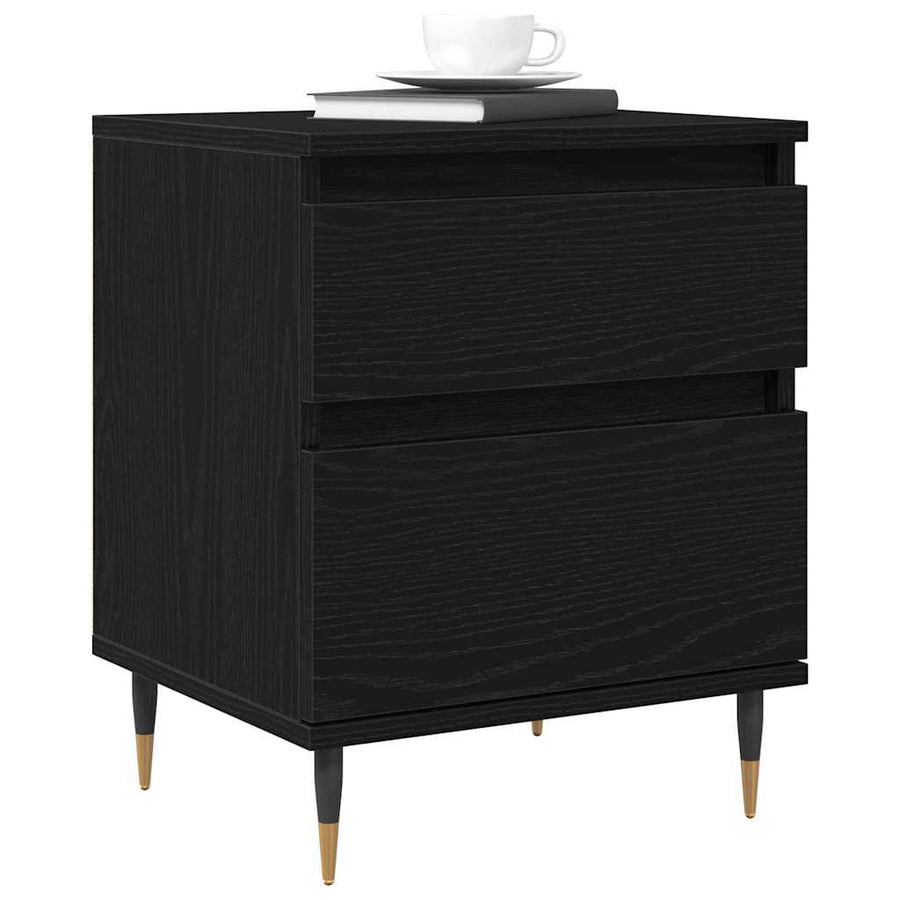Nachtkastje 2 pcs Zwart Eiken 40 x 35 x 50 cm Bewerkt hout