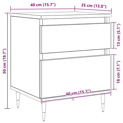 Nachtkastje 2 pcs Zwart Eiken 40 x 35 x 50 cm Bewerkt hout