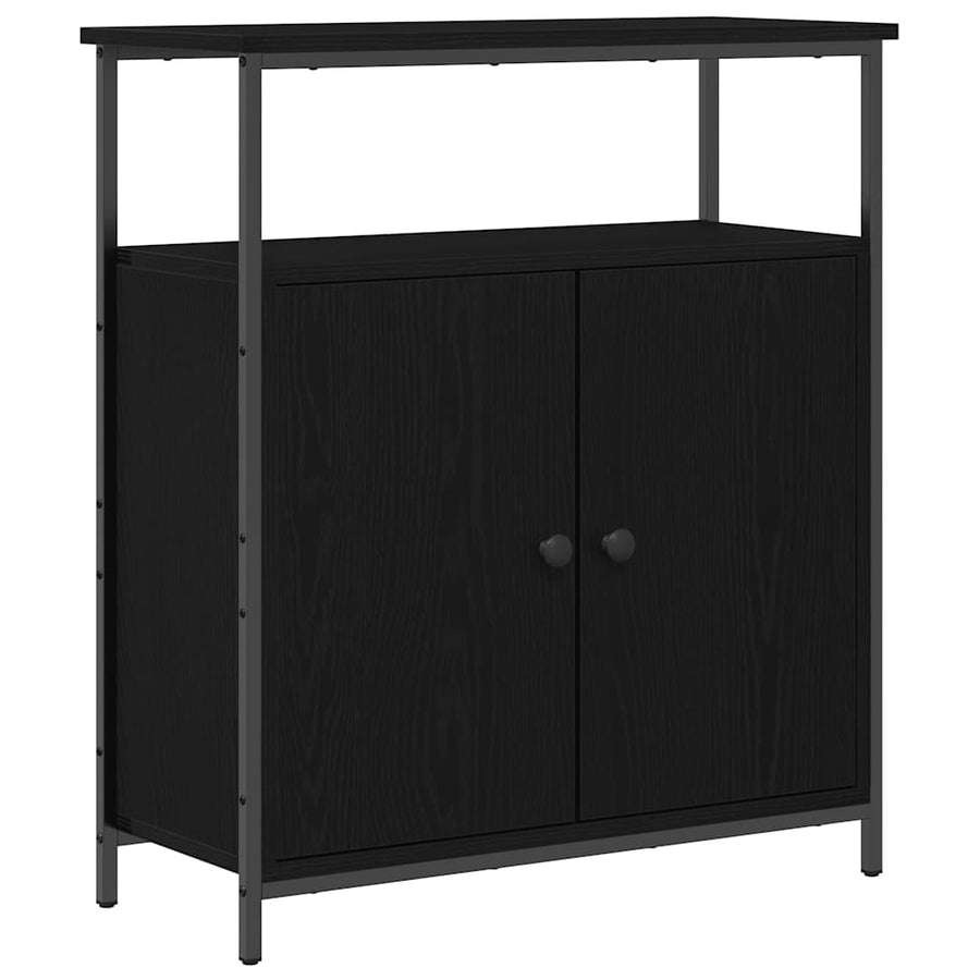 Dressoir Zwart Eiken 70 x 30 x 80 cm Bewerkt hout