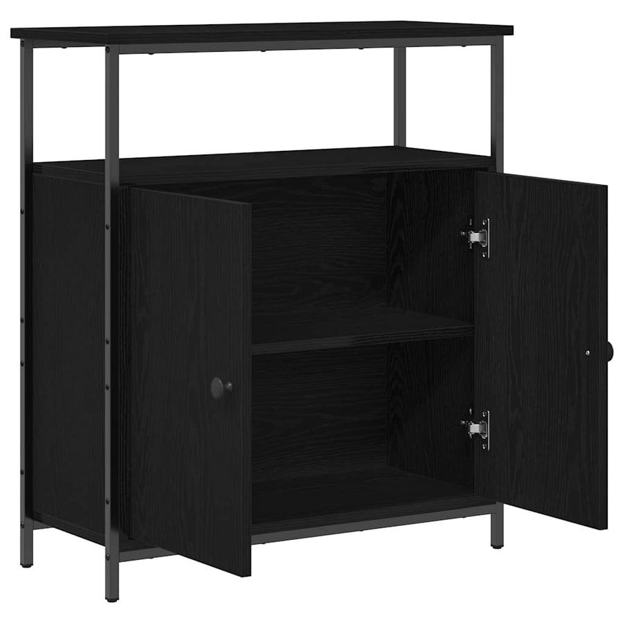 Dressoir Zwart Eiken 70 x 30 x 80 cm Bewerkt hout