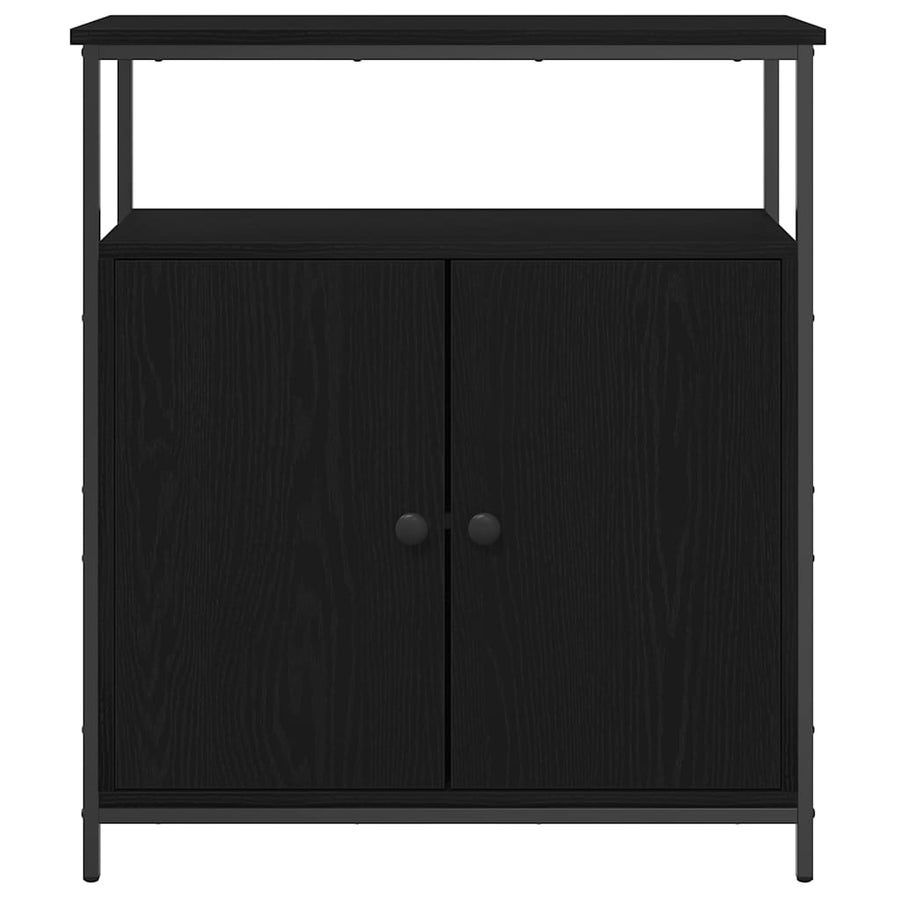 Dressoir Zwart Eiken 70 x 30 x 80 cm Bewerkt hout
