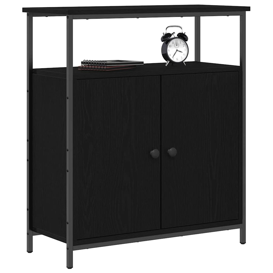 Dressoir Zwart Eiken 70 x 30 x 80 cm Bewerkt hout