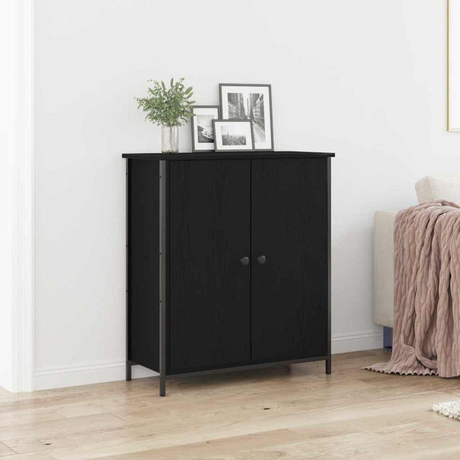 Dressoir Zwart Eiken 70 x 30 x 80 cm Bewerkt hout