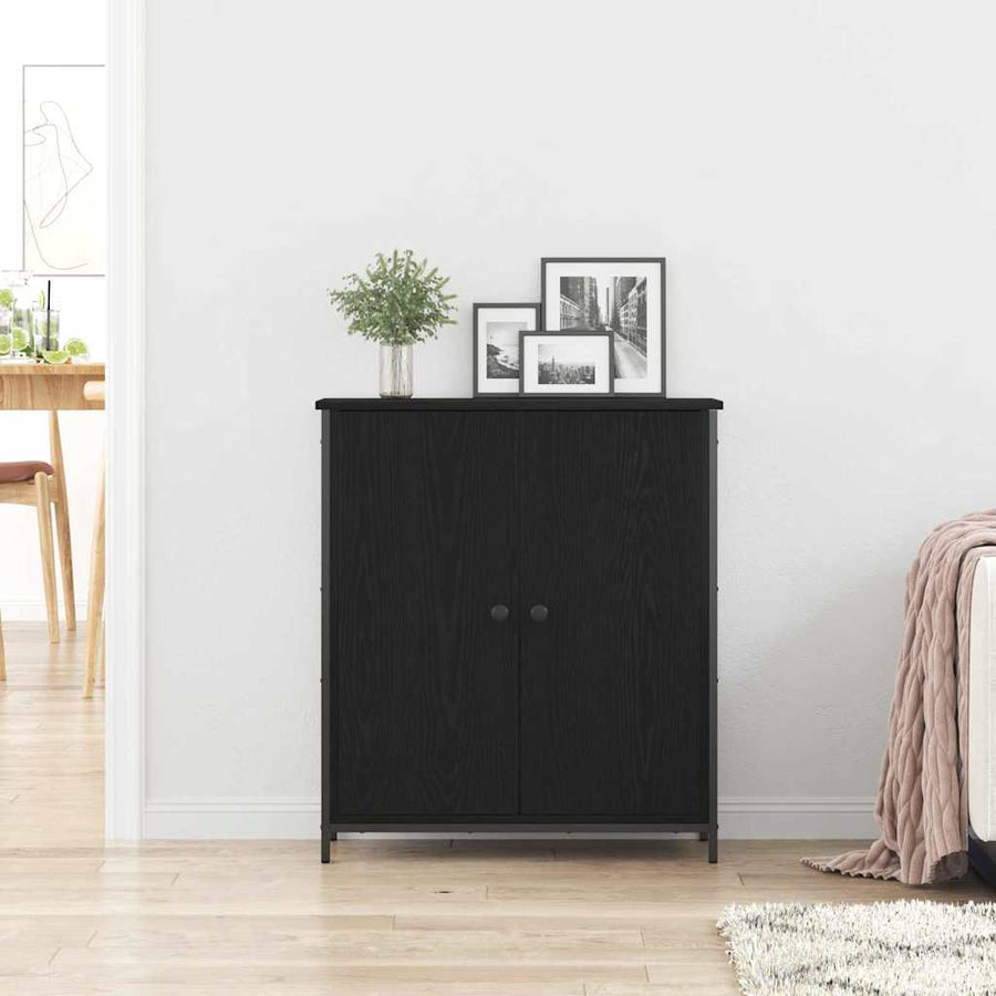 Dressoir Zwart Eiken 70 x 30 x 80 cm Bewerkt hout
