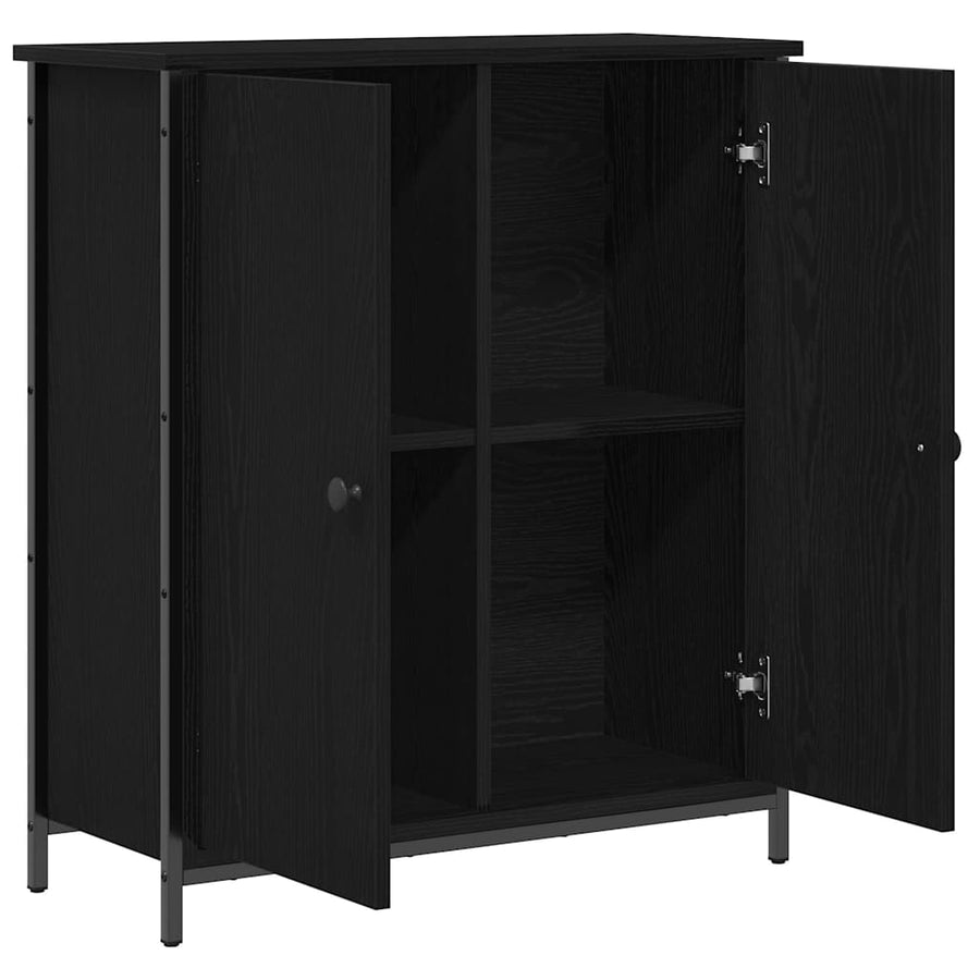 Dressoir Zwart Eiken 70 x 30 x 80 cm Bewerkt hout