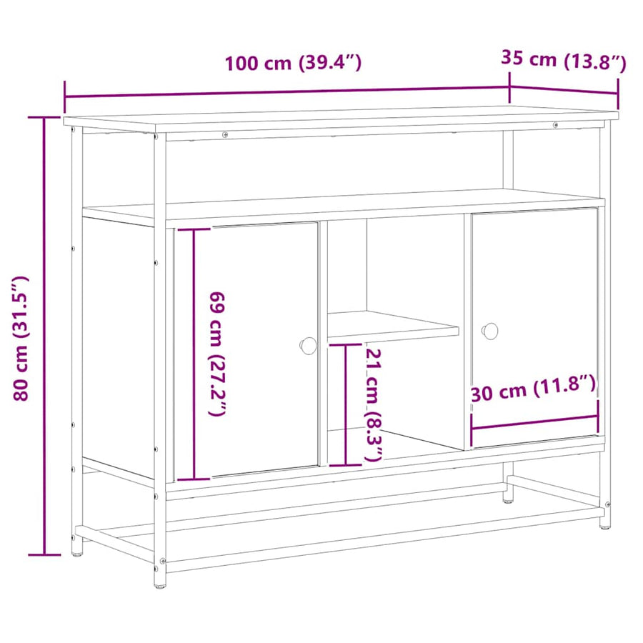 Dressoir Oudhout 100 x 35 x 80 cm Bewerkt hout